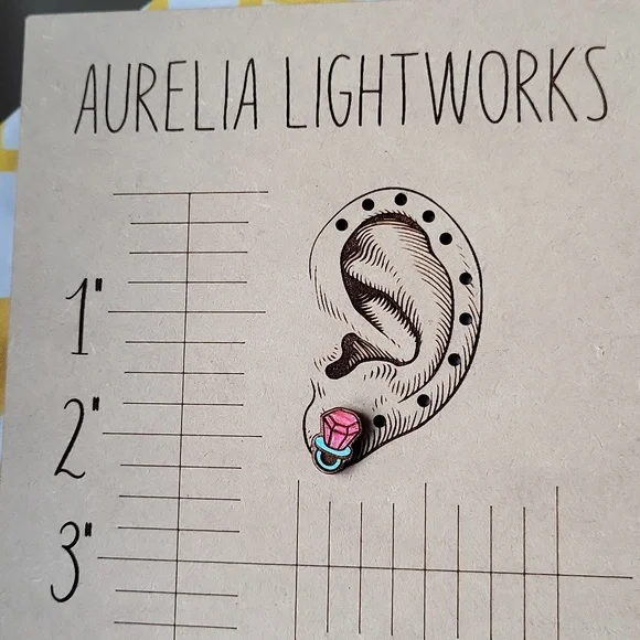 Hand-crafted Pink RING POP stud earrings - Picture 4 of 9